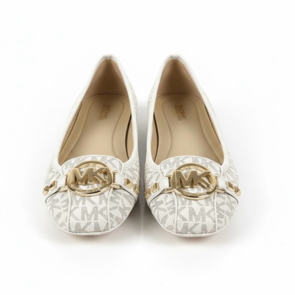 Michael Kors Cream and Gold Logo Flats
